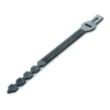 Buckle tree tie with spacer fitted around a young tree stake