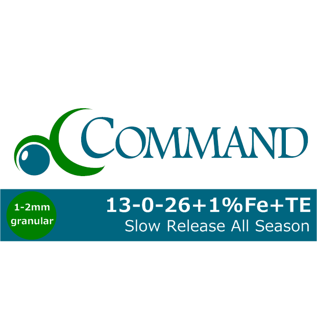20kg bag of Command Slow Release All Season Fertiliser 13-0-26 +1%Fe+TE