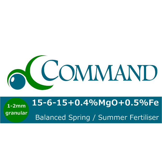 20kg bag of COMMAND 15-6-15 slow-release spring and summer turf fertiliser