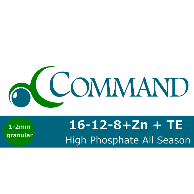 20kg bag of Command High Phosphate All Season slow release turf fertiliser 16-12-8 + Zn + TE