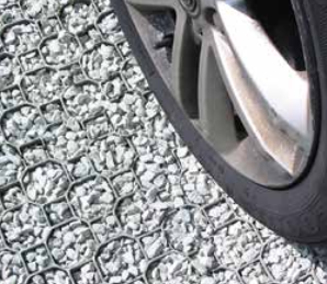 GridLok green HDPE ground reinforcement grid panel showing the interlocking cell pattern