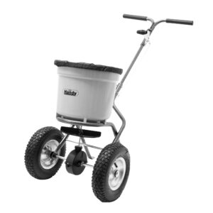 Professional 23kg fertiliser and seed spreader with pneumatic tyres