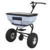 Extra large professional push spreader with rain cover and 57kg hopper