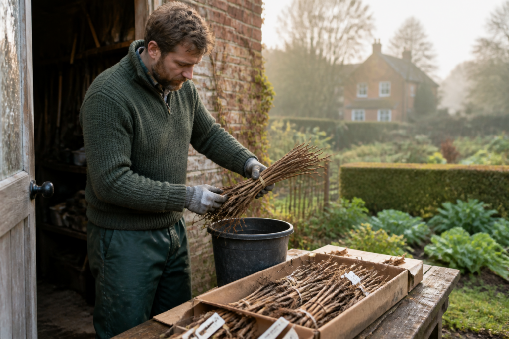 Bare-root hedging: how to handle, heel in and space whips for a lasting hedge line