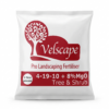 A square studio photograph of a matte white fertiliser sack with the red 'Velscape Tree & Shrub' branding label.