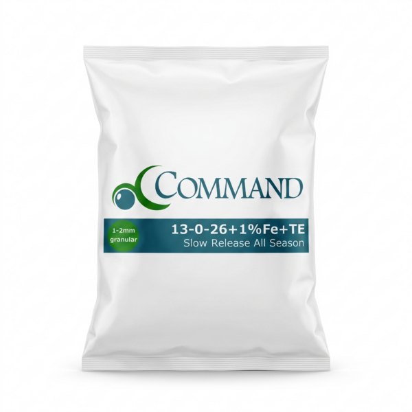 Command Slow Release All Season Fertiliser 13-0-26 + 1%Fe + TE