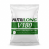 Photorealistic studio product photograph of the physical retail product "Nutrilong V180 29-4-9+ 0.9% MgO + 76% Slow Rele